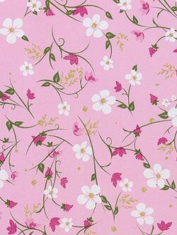 กระดาษห่อของขวัญ กระดาษขาว สีชมพู ลายดอกไม้