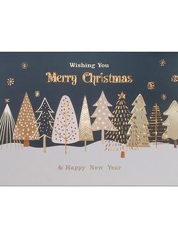 การ์ดคริสต์มาส วันปีใหม่ ปั๊มนูนฟอยล์ทองโฮโลแกรม