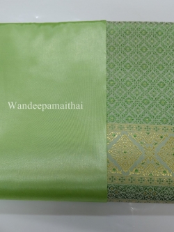 ผ้าไหมเกษตรตัดชุด ผ้าไหมรับไหว้ สีเขียว