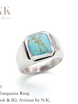 แหวนเงินแท้ ฝังเทอร์ควอยซ์ (Silver Turquoise Ring) ใส่ติดนิ้วได้ทุกวัน