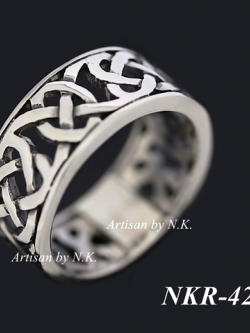 แหวนเงินแท้ลายเคลติกหน้ากว้าง 9 มิลลิเมตร (Silver Celtic ring)