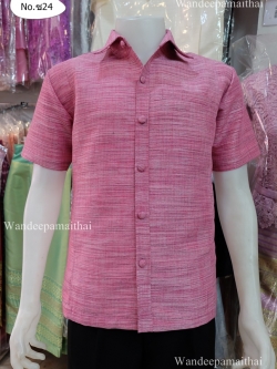 เสื้อไหมผสมฝ้าย สีชมพู XL