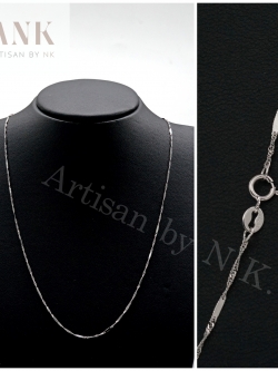 สร้อยอิตาลี่: สร้อยคอทองคำขาวนำเข้าจากอิตาลี่ ตัวสร้อยสลับด้วยแผ่นทองขาวขัดมัน (18K White gold Necklace)ความยาว: 16 นิ้ว