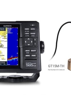 เครื่องหาปลา+GPS ยี่ห้อ Garmin GPSMAP 585 Plus เมนูไทย + GT15M-TH bronze แถมฟรี แผนที่ Bluechart g2 และเสื้อยืดแขนยาว