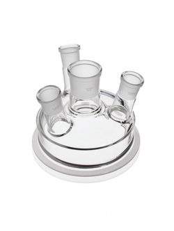 DURAN® Flat Flange Lid, DN 150, with centre neck NS 45/40 4 standard ground necks, 3 angled side necks: 3 x NS 29/32