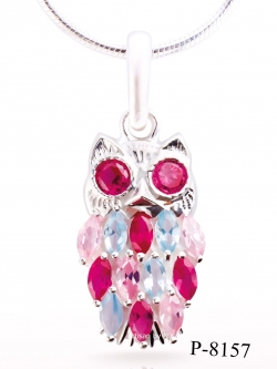 จี้เงินรูปนกฮูก (Silver CZ owl pendant) รหัส P-8157