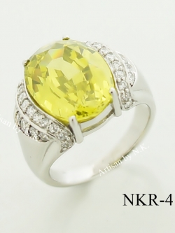แหวนเงินแท้ฝังพลอย “Peridot CZ “ เกรด A