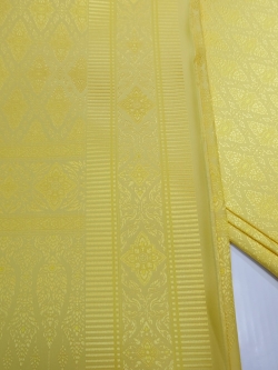 ผ้าถุงไหมเกษตร ผ้ารับไหว้ สีเหลือง มีลายจีบหน้านาง