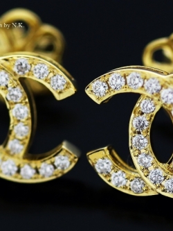 ต่างหู Chanel ทำจากทอง9K ฝังเพชรแท้