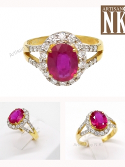 Ruby and diamond ring แหวนทองคำแท้ ฝังทับทิมแท้ และ เพชรแท้