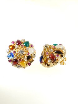 ต่างหูนพเก้า ตัวเรือนเงินแท้ ชุบทอง18