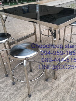 ชุดโต๊ะเก้าอี้สเตนเลส - ร้านอาหาร แบบ B