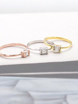 แหวนเพชร เม็ดเดี่ยวดีไซน์เก๋ ใช้เพชรน้ำงาม น้ำหนัก 15 ตังค์