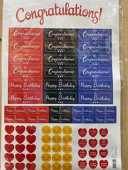 สติ๊กเกอร์หัวใจ,แสดงความยินดี,วันเกิด(ราคาต่อโหล)