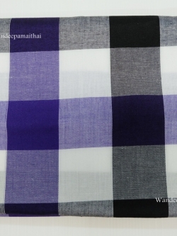 ผ้าขาวม้า เนื้อดี ราคาถูก สีน้ำม่วงขาวดำ
