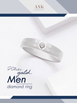แหวนสำหรับคุณผู้ชาย แหวนทองคำขาวฝังเพชรขนาด 10 สตางค์ (รุ่นขายดี) Men Diamond Ring (0.10 Carat)