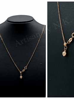 สร้อยอิตาลี่: สร้อยคอทองคำ 18K สีพิงค์โกลด์ เข้าจากอิตาลี่ พร้อมจี้หัวใจและ ห่วงปรับความยาวสายได้(18K Pink Gold Necklace with Ajustable length lock)