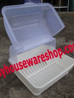 กล่องคว่ำจานเกรด A มีฝาครอบ เปิดได้ 2 ด้าน มีถาดรองน้ำ,กล่องคว่ำตากขวดนมเด็ก