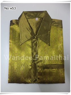 เสื้อผ้าไหมชาย (ไหมเกษตร) สีเขียวไพร กระเป๋า3ใบ ไซด์ M