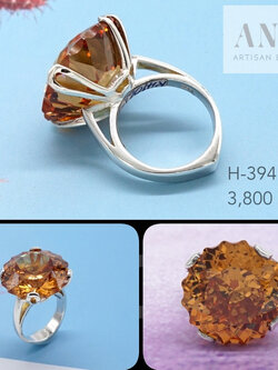 Champagne CZ Ring แหวนเงินแท้ ประดับด้วยเพชรCZ สีแชมเปญ