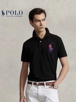 **do**เสื้อคอโปโล Ralph Lauren ปักม้าสีชมพูฟ้า สินค้าใหม่ ของแท้