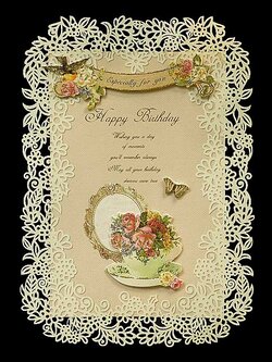 การ์ดอวยพรวันเกิด กรอบลายฉลุ