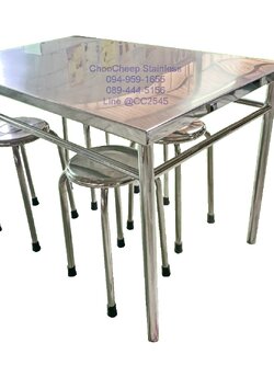 ชุดโต๊ะเก้าอี้สเตนเลส - ร้านอาหาร แบบ C