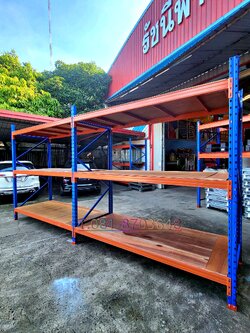 ชั้นวางสินค้ามือสอง แบบปูพื้นไม้อัด10mm. ขนาด ลึก 1.2m ยาว2.7m สูง3m รับน้ำหนักได้ชั้นละ 2000kg