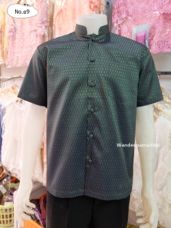 เสื้อคุณพี่หมื่น เสื้อไหมยกดอก สีฟ้าจุดเหลือง เบอร์ L