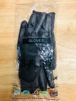 ถุงมือไนล่อน เคลือบ PU เต็มฝ่ามือ สีดำ , PU Palmfit Black S-Flex