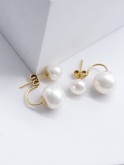 ต่างหูมุกคู่ ก้านทอง 18K