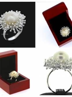 แหวนเงินแท้ฝังมุกแท้ (Silver ring with fresh water pearl)