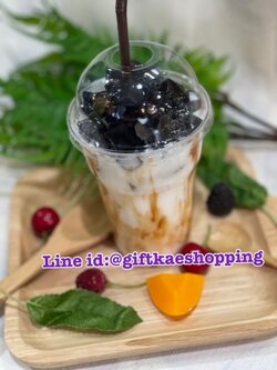 โมเดลเฉาก๊วยนมสด แก้วขนาด 16 ออนซ์