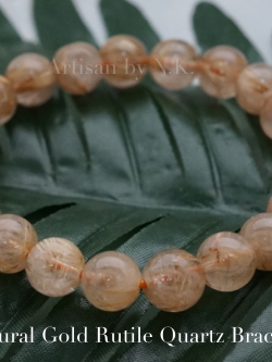สร้อยข้อมือไหมทองขนาด 9mm. Natural Gold Rutile quartz bracelet
