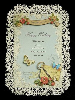 การ์ดอวยพรวันเกิด กรอบลายฉลุ