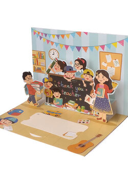 การ์ดขอบคุณคุณครู การ์ดวันครู Pop-Up - Happy Teacher's Day
