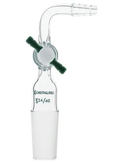 ADAPTERS, FLOW CONTROL, PTFE STOPCOCK, 90°