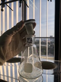 Flask, Erlenmeyer with Joint and Glass Stopper