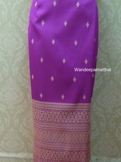 ผ้าถุงไหม ผ้าถุงไหมสำเร็จรูป สีม่วงสว่าง เอว 32-34 นิ้ว