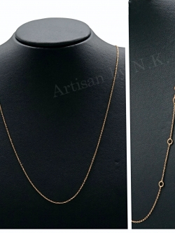 สร้อยอิตาลี่: สร้อยคอทองคำ 18K สีพิงค์โกลด์ เข้าจากอิตาลี่ พร้อมห่วงปรับความยาวสายได้(18K Pink Gold Necklace with Ajustable length lock)