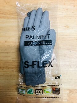 ถุงมือไนล่อน เคลือบ PU เต็มฝ่ามือ สีเทา , PU Palmfit Grey S-Flex