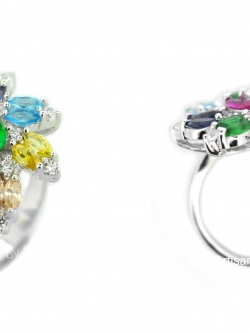 แหวนเงินแท้ ฝังเพชร CZ (Silver ring with multi-colour CZ)