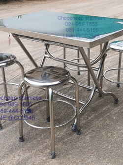 ชุดโต๊ะเก้าอี้สเตนเลส - ร้านอาหาร แบบ A