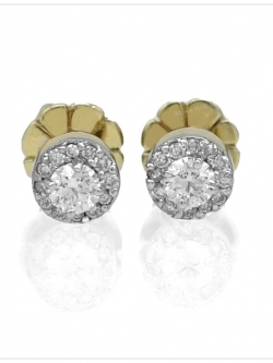 ต่างหูเพชร: ต่างหูเพชร แบบปักก้าน (Diamond Stud Earring)งานสวย เพชรแท้ไฟดี น้ำดี ขาวสวยมาก