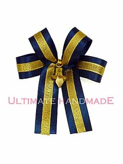 โบผ้าต่วนคาดริบบิ้นเนื้อทราย