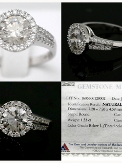 แหวนเพชร 18K white gold ฝังเพชรรวม1.84 กะรัต พร้อมใบเซอร์ GIT