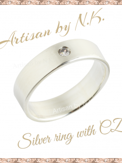 แหวนเงินแท้ฝังเพชร CZ เหมาะทั้งผุ้ชายและผู้หญิง Silver ring with CZ