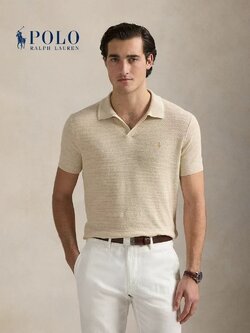 do** เสื้อคอโปโล Ralph Lauren Men's Polo ผ้าฝ้ายผสมผ้าลินิน สินค้าใหม่ ของแท้