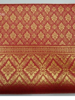 ผ้าุไหมเกษตร (ดิ้นทองเบญจรงค์) คุณภาพดี ราคาถูก (สีชมพู)