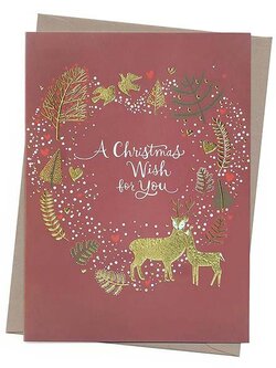 การ์ดคริสต์มาส พิมพ์สี่สี ฟอยล์ทอง มีให้เลือก 5 แบบ